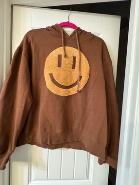 EARTHBOUND Brown Hoodie with Yellow Chenille Smiley